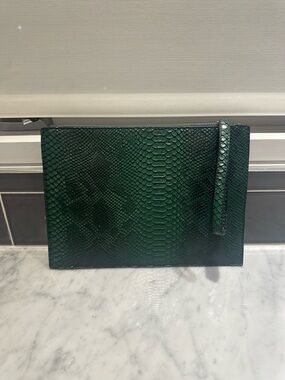 Green Snake Embossed Wristlet Clutch